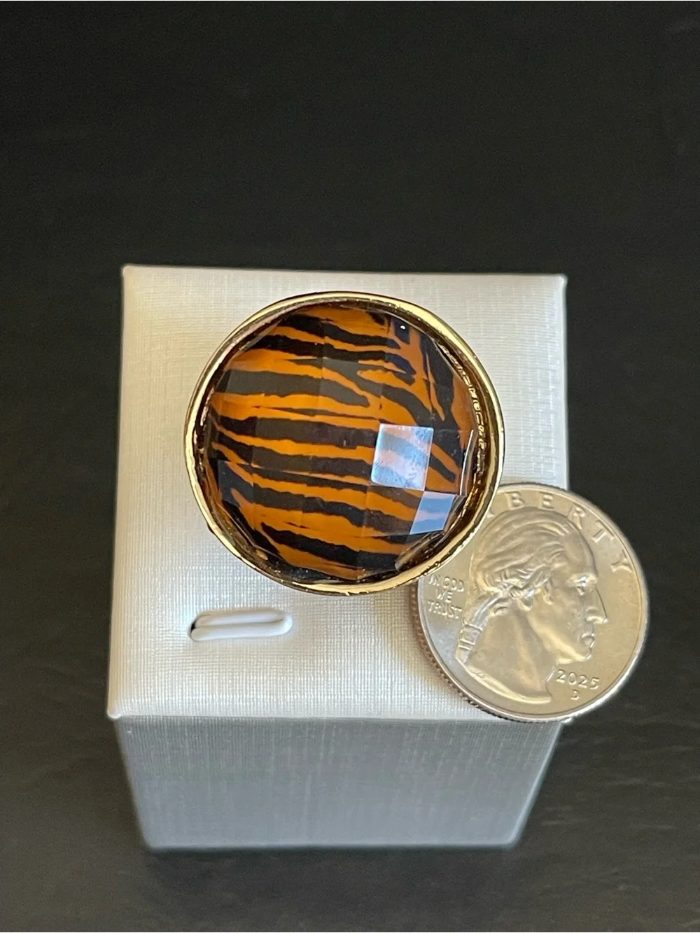 Tiger stripe Dome Statement Ring.